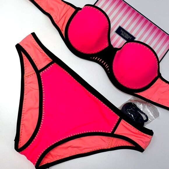 🔥🏖VICTORIA SECRET  swimsuit The Fabulous/push-up  cheeky  New - Picture 1 of 7